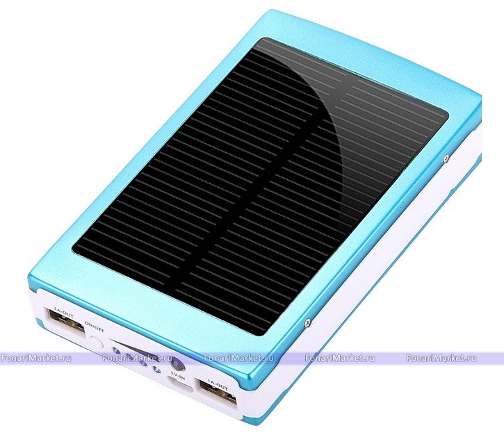 Power Bank аккумуляторы - Аккумулятор на солнечных батареях Solar 20000 mAh blue