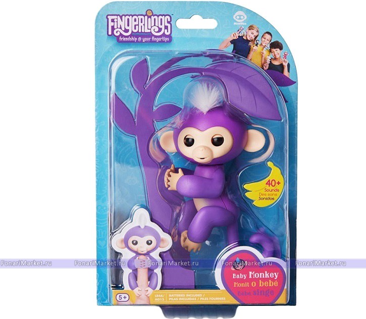 Детские товары - WowWee Fingerlings Monkey Интерактивная обезьянка - Фиолетовая