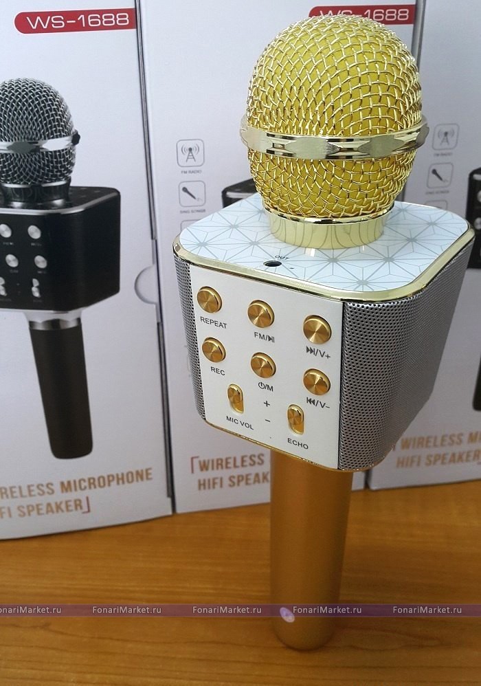 Караоке микрофоны - Караоке микрофон Tuxun WS-1688 Золотой