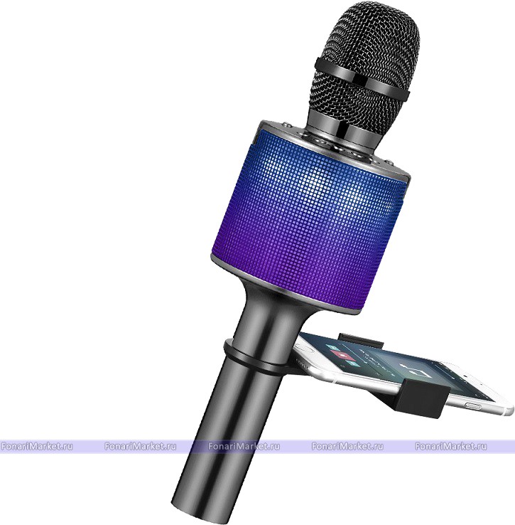 Караоке микрофоны - Караоке микрофон D03 с LED подсветкой Чёрный