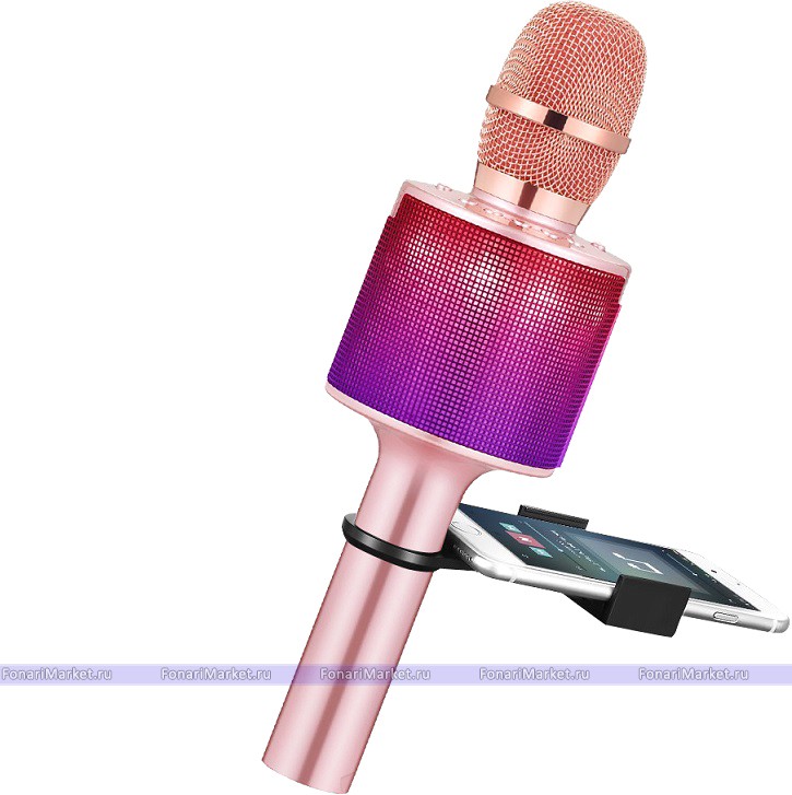 Караоке микрофоны - Караоке микрофон D03 с LED подсветкой Розовый