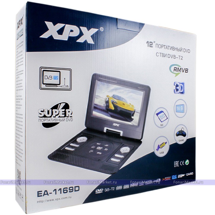 Портативные DVD плееры - Портативный DVD плеер c TV тюнером XPX EA-1169D