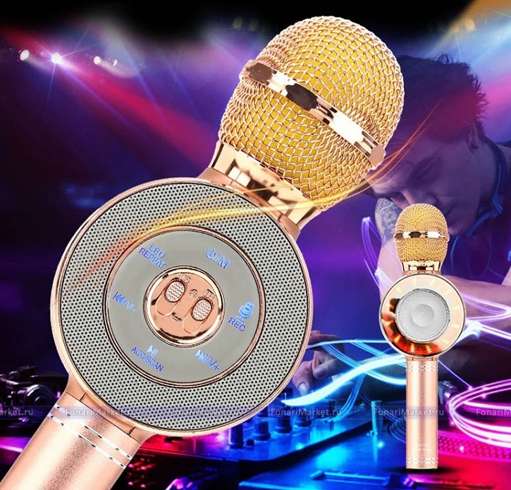 Караоке микрофоны - Караоке микрофон Wster WS-668 Золото