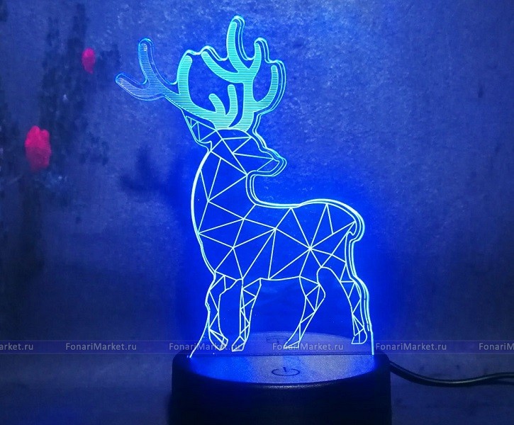 3D лампы - 3D лампа (светильник) «Олень»