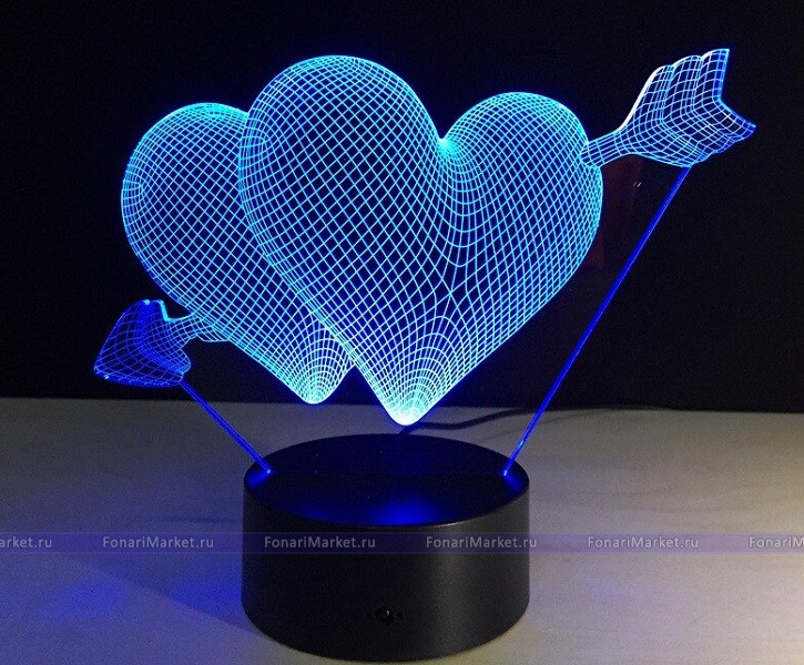 3D лампы - 3D лампа (светильник) «Сердечки»