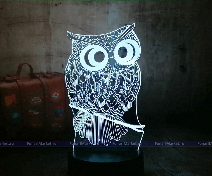 3D лампы - 3D лампа (светильник) «Сова»