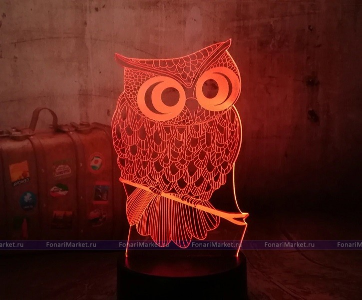 3D лампы - 3D лампа (светильник) «Сова»