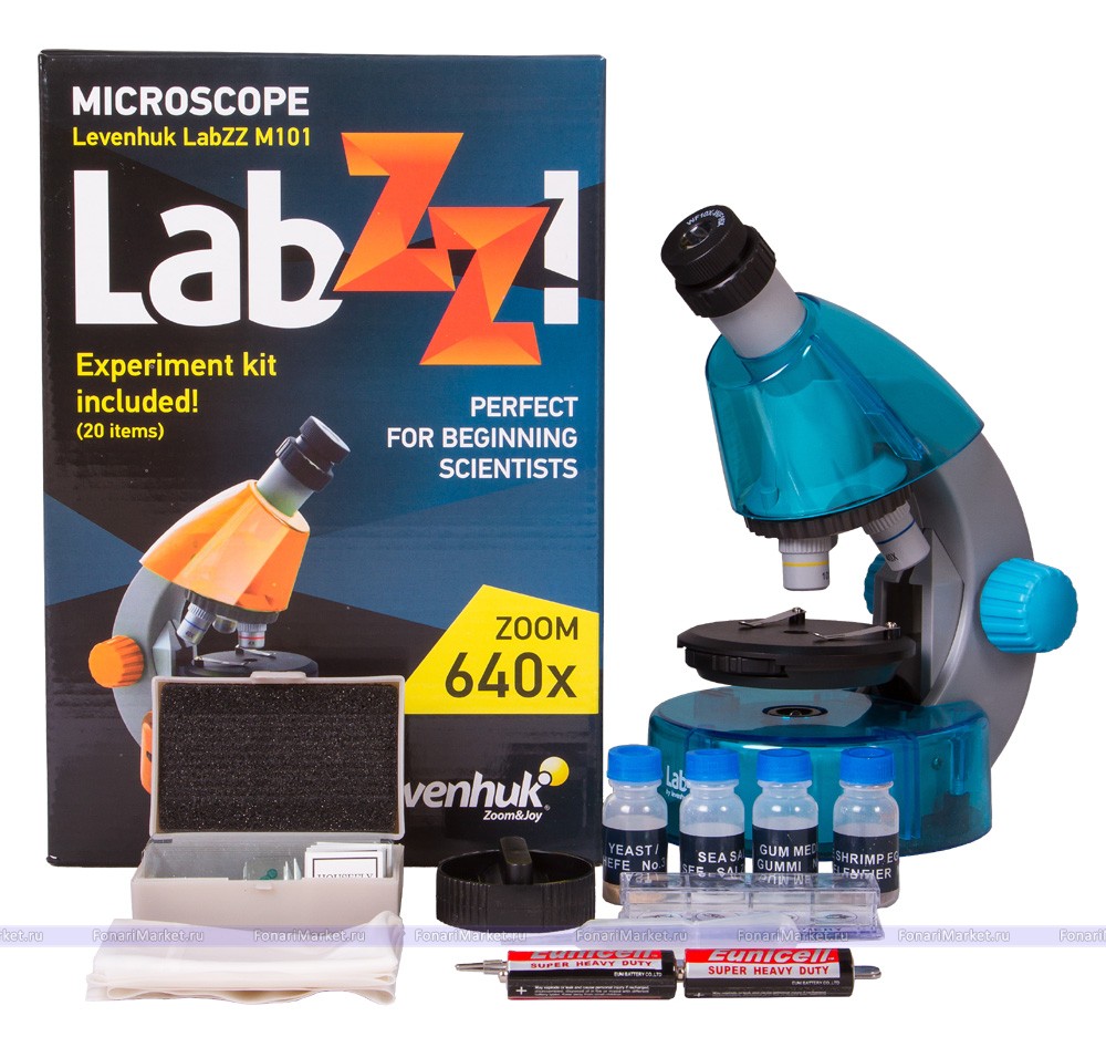 Микроскопы Levenhuk - Микроскоп Levenhuk LabZZ M101 Azure/Лазурь