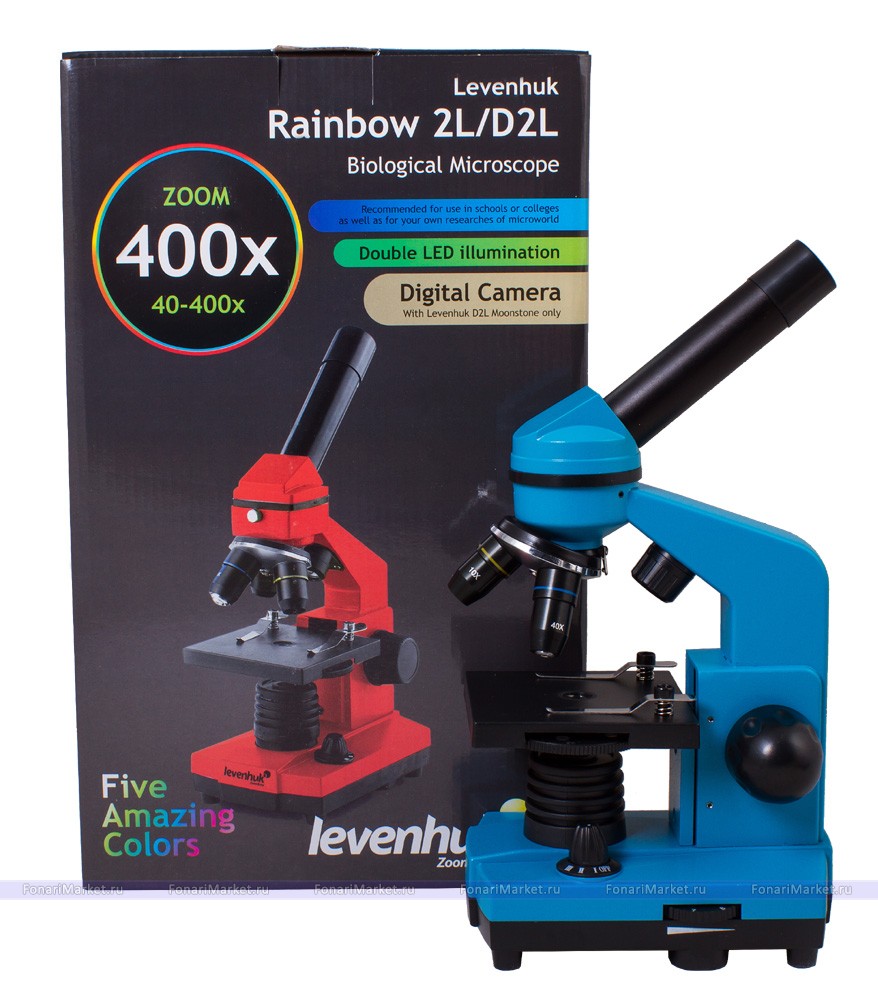 Микроскопы Levenhuk - Микроскоп Levenhuk Rainbow 2L Azure/Лазурь