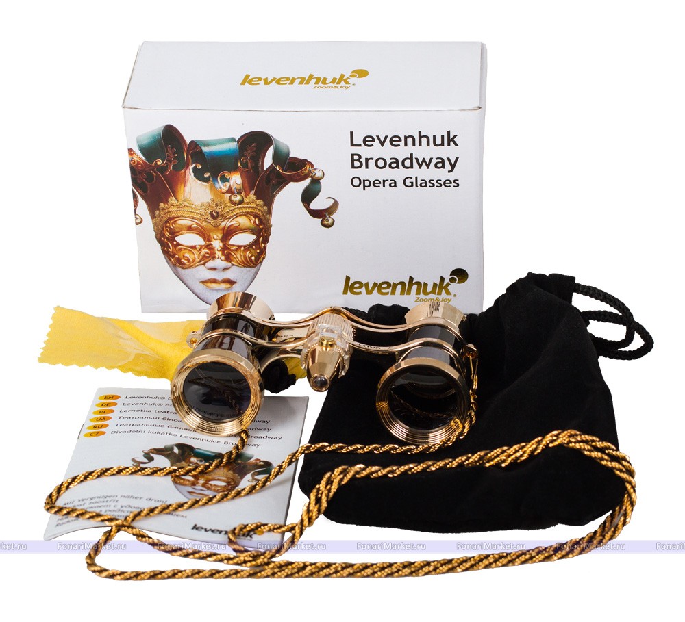 Бинокли Levenhuk - Бинокль Levenhuk Broadway 325F чёрный подсветка и цепочка