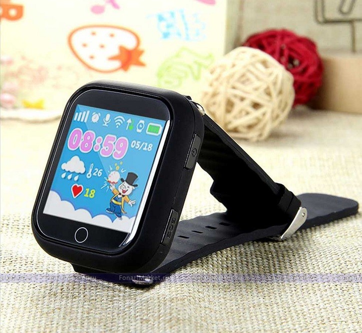 Детские часы-телефон - Детские часы-телефон Smart Baby Watch Q100 чёрные