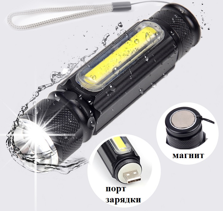 Ручные фонари - Фонарь BL-5153-T6 USB + COB Cree-T6
