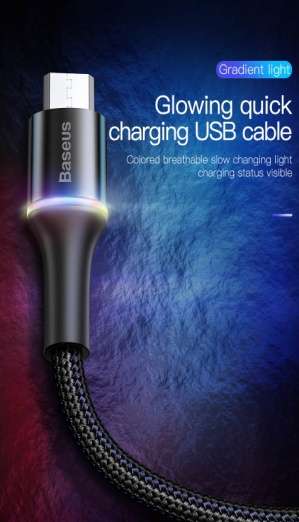 Кабели Baseus - Baseus halo data cable USB For Micro 3A 1m Red