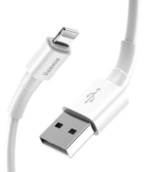 Кабели Baseus - Baseus Mini White Cable USB For iP 2.4A 1m White