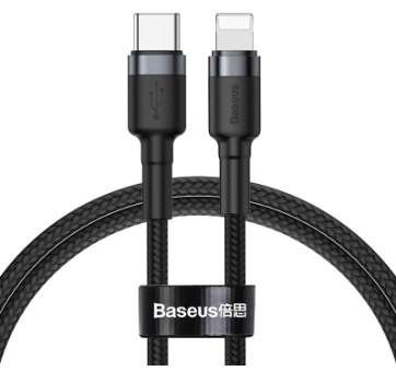 Кабели Baseus - Baseus Cafule Cable Type-C to iP PD 18W 1m Gray + Black