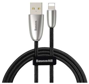 Кабели Baseus - Baseus Torch Series Data Cable USB for iP 2.4A 1m Black (With lamp)