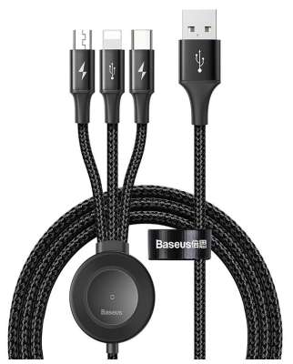 Кабели Baseus - Baseus Star Ring Series Four-in-one Wireless Charging Cable USB For + M + L + T + iWatch 1.2m Deep gray