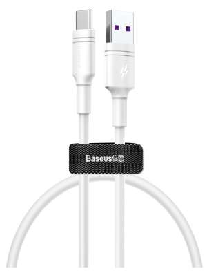 Кабели Baseus - Baseus Double-ring Huawei quick charge cable USB For Type-C 5A 0.5m White