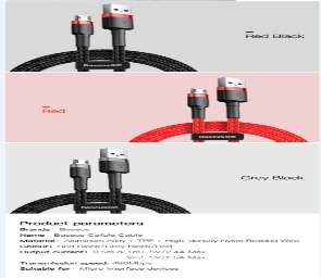 Кабели Baseus - Baseus cafule Cable USB For Micro 2.4A 1M Gray + Black