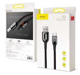 Кабели Baseus - Baseus X-type Light Cable For Type-C 3A 1M Red