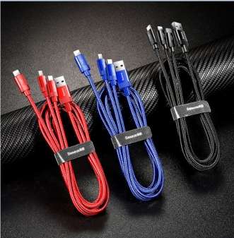 Кабели Baseus - Baseus Data Faction 3-in-1 Cable USB For M + L + T 3.5A 1.2M Red