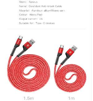 Кабели Baseus - Baseus Confidant Anti-break Cable For Type-C 2A 1.5M Red