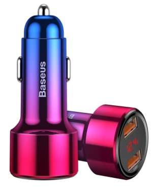 Автомобильные зарядки Baseus - Baseus Magic Series Dual QC digital display for intelligent quick charging and car charging of 45W Red