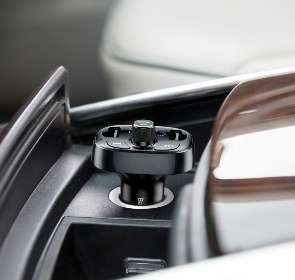Автомобильные зарядки Baseus - Baseus T typed Bluetooth MP3 charger with car holder Black