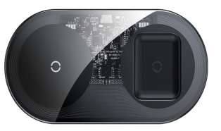 Беспроводные зарядки Baseus - Baseus Simple 2in1 Wireless Charger 18W Max For Phones + Pods Black