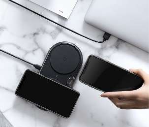 Беспроводные зарядки Baseus - Baseus Dual Wireless Charger Black (With white EU Quick 3.0 Wall Charger&Cable as gift)