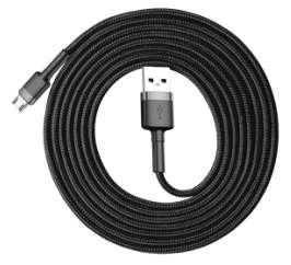 Кабели Baseus - Baseus cafule Cable USB For Micro 1.5A 2M Gray+Black