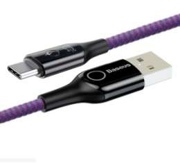 Кабели Baseus - Baseus C-shaped Light Intelligent power-off Cable USB For Type-C 3A 1M Purple