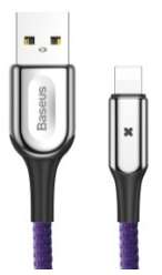 Кабели Baseus - Baseus X-type Light Cable For Lightning 2.4A 1M Black