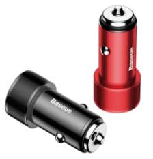 Автомобильные зарядки Baseus - Baseus Small Screw Dual-USB Quick Charge Car Charger 36W Black