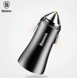 Автомобильные зарядки Baseus - Baseus Golden Contactor Dual U Intelligent Car Charger Black
