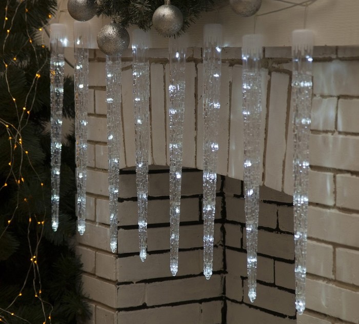 Ёлки искусственные - Новогодняя гирлянда «Тающие сосульки» 8 штук, 50 см.