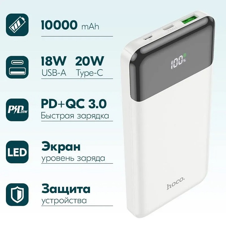 Power Bank аккумуляторы - Аккумулятор Power Bank Hoco J102 Cool 10000 mAh