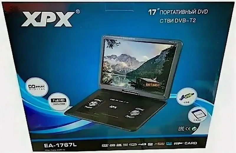 Портативные DVD плееры - Портативный DVD плеер c цифровым тюнером XPX EA-1767L