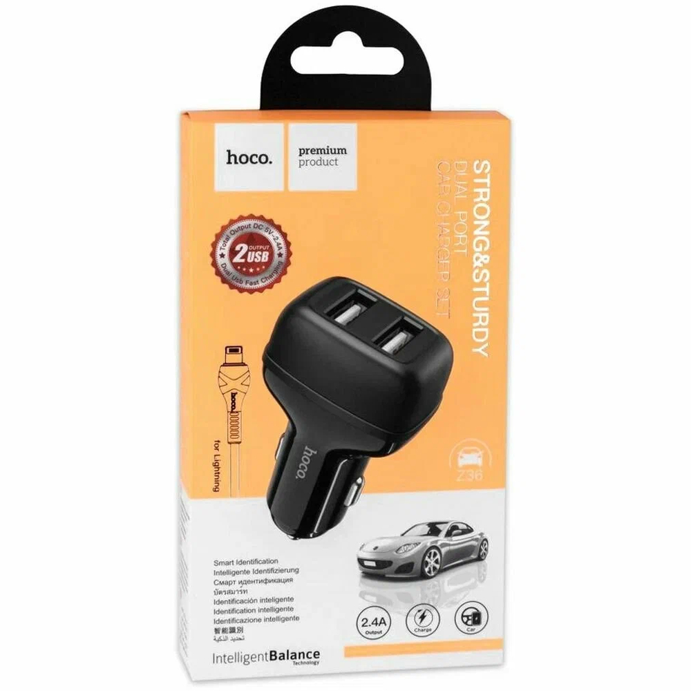 Зарядные устройства и кабели - Автомобильное зарядное устройство HOCO Z36 Leader USB - Lightning