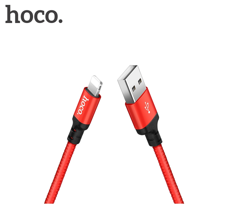 Зарядные устройства и кабели - Кабель USB HOCO X14 Times speed USB - Lightning 1 м, красный+черный