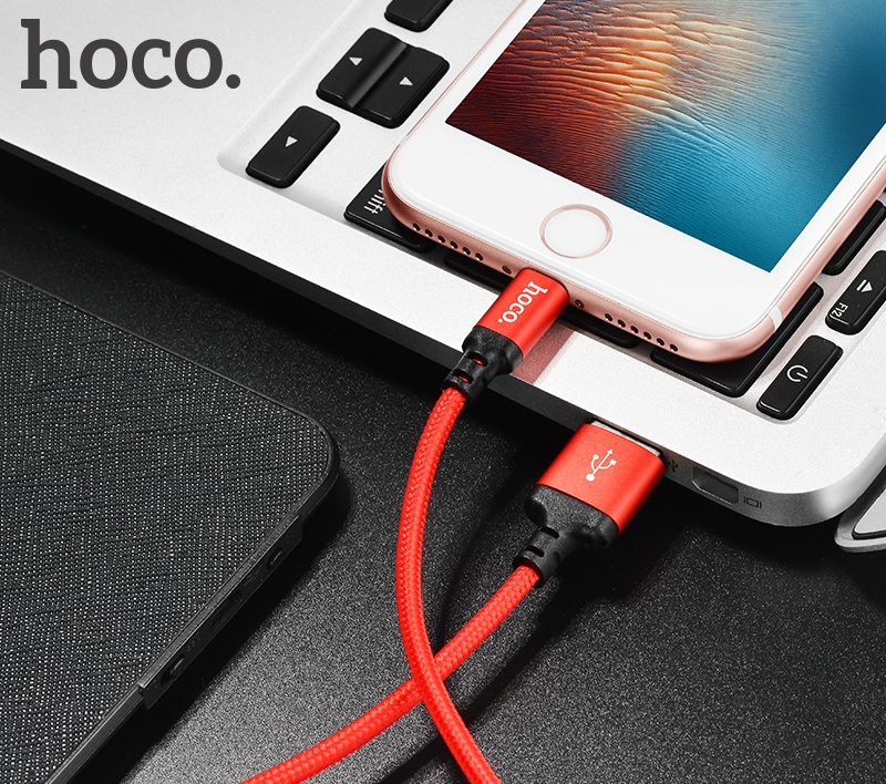 Зарядные устройства и кабели - Кабель USB HOCO X14 Times speed USB - Lightning 1 м, красный+черный