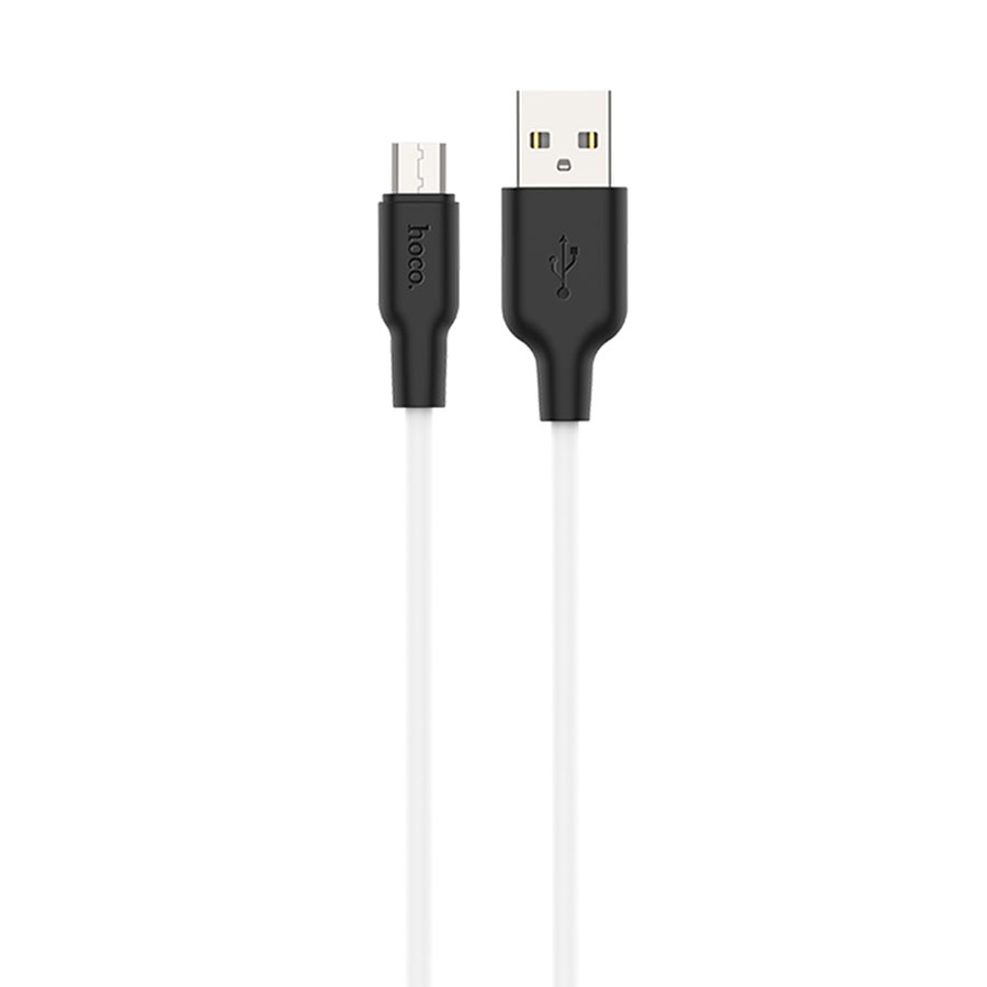 Зарядные устройства и кабели - Кабель USB HOCO X21 Plus Silicone USB - MicroUSB 1 м, белый+черный