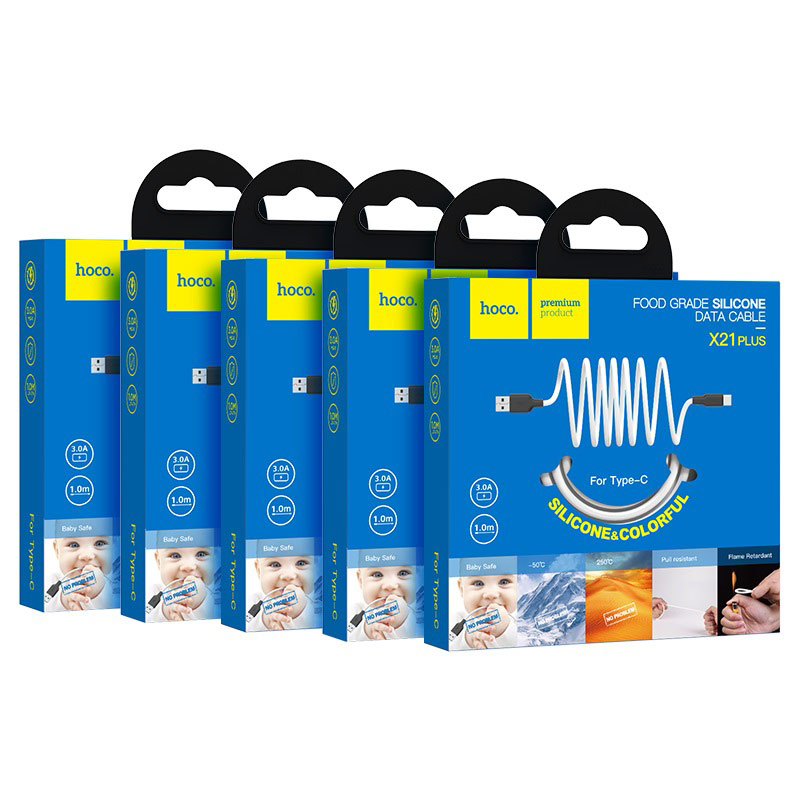 Зарядные устройства и кабели - Кабель USB HOCO X21 Plus Silicone USB - Type-C, 3A, 1 м