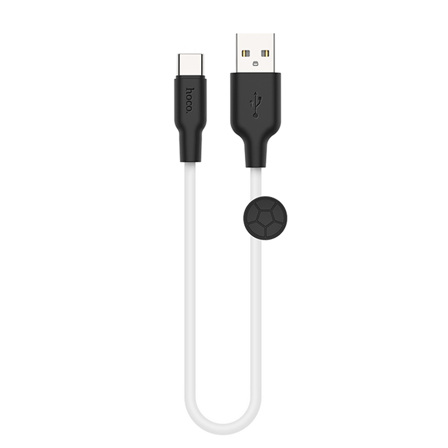 Зарядные устройства и кабели - Кабель USB HOCO X21 Plus Silicone USB - Type-C, 3A, 25 см, белый/красный