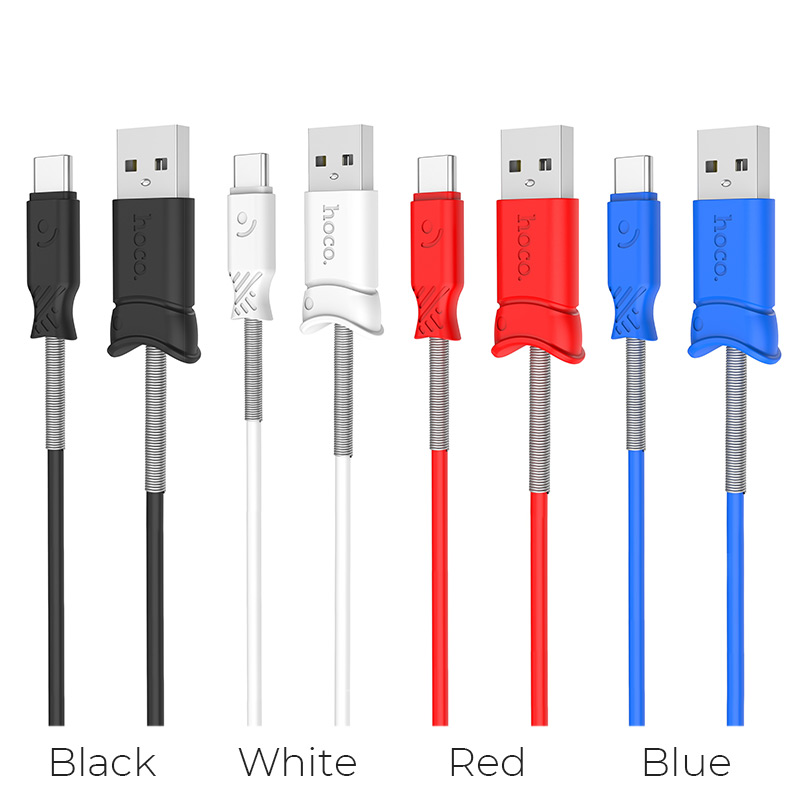 Зарядные устройства и кабели - Кабель USB HOCO X24 Pisces USB - Type-C, 2.4А, 1 м, белый/черный