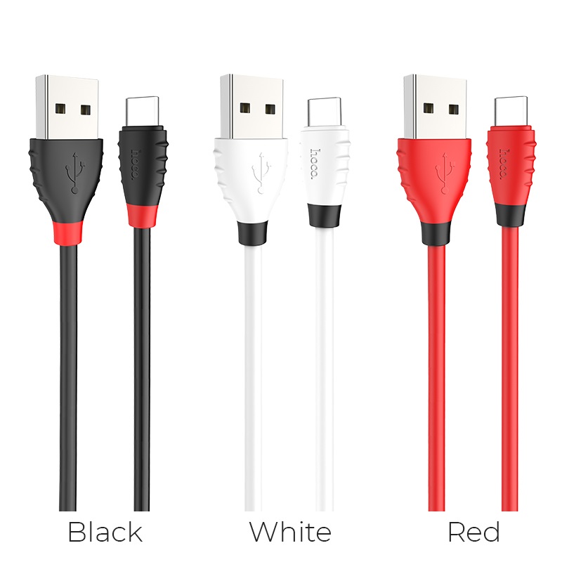 Зарядные устройства и кабели - Кабель USB HOCO X27 Excellent Type-C, 2.4А, 1.2 м, белый/черный
