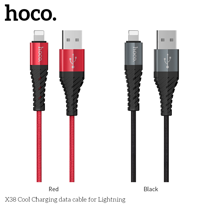 Зарядные устройства и кабели - Кабель USB HOCO X38 Cool Lightning, 2.4А, 1 м, черный