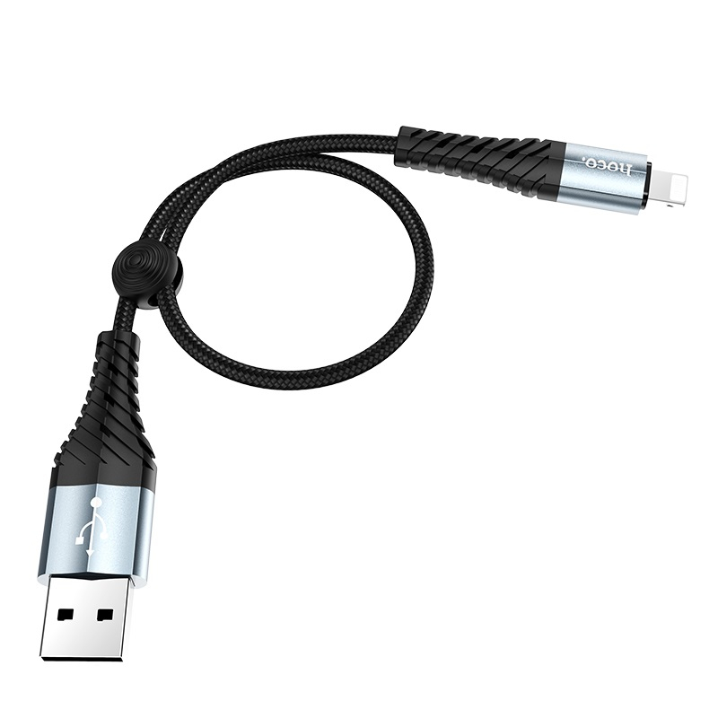 Зарядные устройства и кабели - Кабель USB HOCO X38 Cool Lightning, 2.4А, 25 см, черный