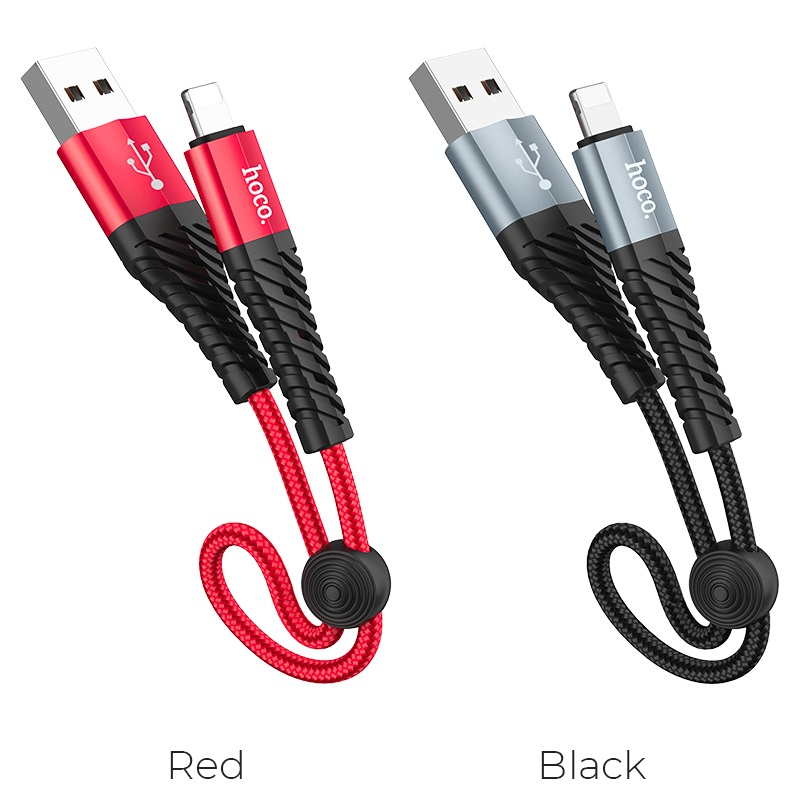 Зарядные устройства и кабели - Кабель USB HOCO X38 Cool Lightning, 2.4А, 25 см, черный