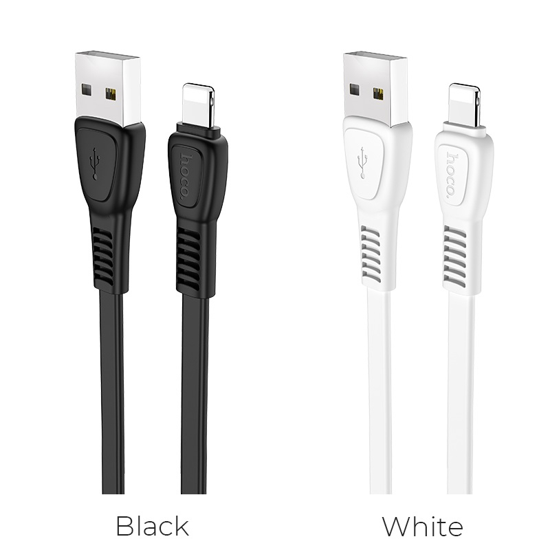 Зарядные устройства и кабели - Кабель USB HOCO X40 Noah Lightning, 2.4А, 1 м, белый/черный